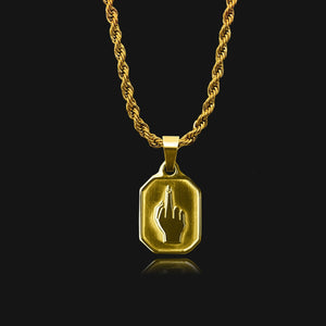 NIKITA 'I am Savage' middle finger pendant necklace with quality 18k gold plating and a bold twist adjustable twist chain. A fun gift for best friend.