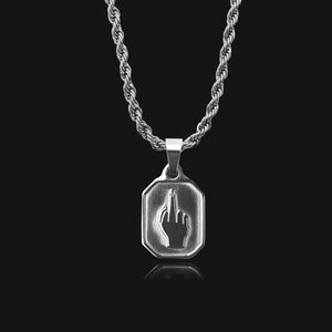 NIKITA 'I am Savage' middle finger pendant necklace made from quality silver stainless steel and a bold twist adjustable twist chain. A fun gift for best friend.
