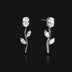 NIKITA Valentina rhinestone encrusted stud earrings with an 18k plated gold, rose gold or silver finish. Drop earrings made with a hypoallergenic stainless steel base. Christmas everyday jewellery gift for her.