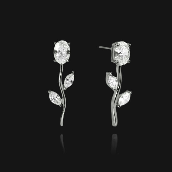 NIKITA Valentina rhinestone encrusted stud earrings with an 18k plated gold, rose gold or silver finish. Drop earrings made with a hypoallergenic stainless steel base. Christmas everyday jewellery gift for her.