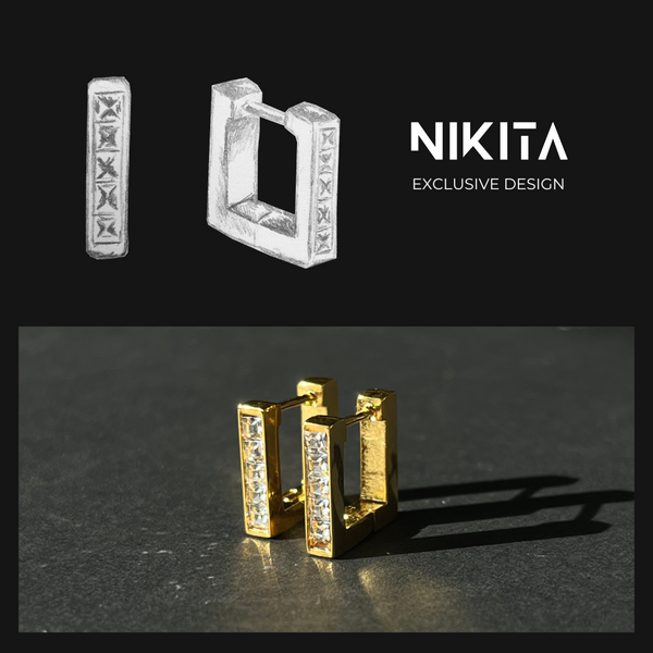 NIKITA rhinestone huggie hoop earrings with a quality 18k plated stainless steel base. Perfect birthday gift, valentines gift or Christmas gift for her.