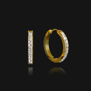 NIKITA rhinestone statement hoop earrings featuring quality cubic zirconia rhinestones set into an 18k plated stainless steel base,