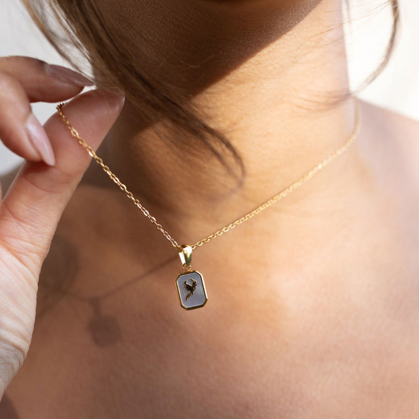 NIKITA phoenix pendant necklace - mother of pearl necklace - 18k gold plated necklace - gift for her