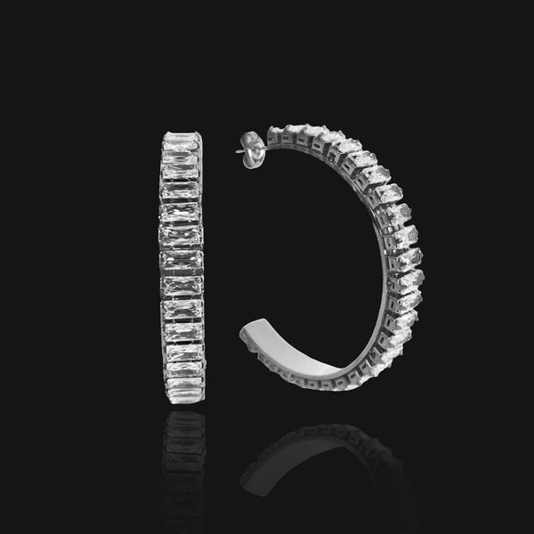 NIKITA chelsea statement gold or silver hoop earrings featuring stunning rhinestone set on a quality surgical steel base.