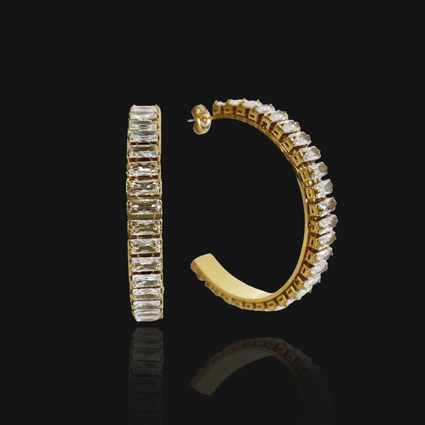 NIKITA chelsea statement gold or silver hoop earrings featuring stunning rhinestone set on a quality surgical steel base.