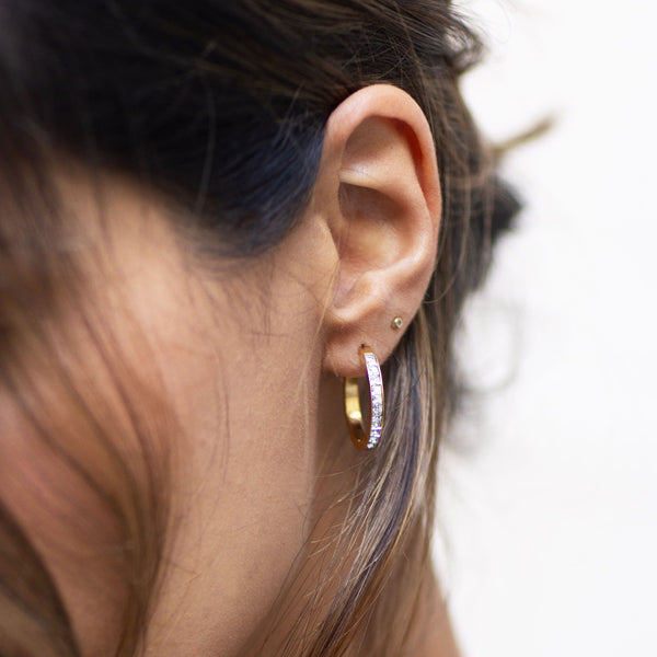 NIKITA rhinestone statement hoop earrings featuring quality cubic zirconia rhinestones set into an 18k plated stainless steel base,