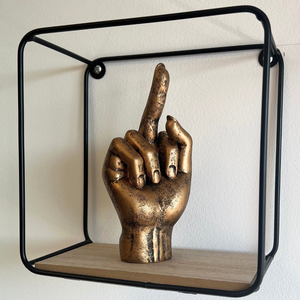 NIKITA gold brass middle finger ornament or ring holder. Fun and quirky home décor.