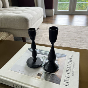 NIKITA x Bloomingville iron metal candlestick holders, set of 2. Small candle holders to display anywhere in your home. Perfect new home gift for couples.