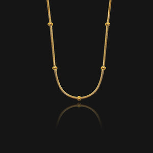 NIKITA interval beaded snake chain necklace. A waterproof 18k gold plated, quality chain, with a hypoallergenic stainless steel base. Every day jewellery gift for her.