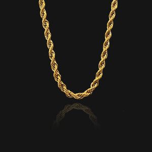 NIKITA twist rope chain necklace. A waterproof, 18k gold plated quality chain, with a hypoallergenic stainless steel base. Every day jewellery gift for her.