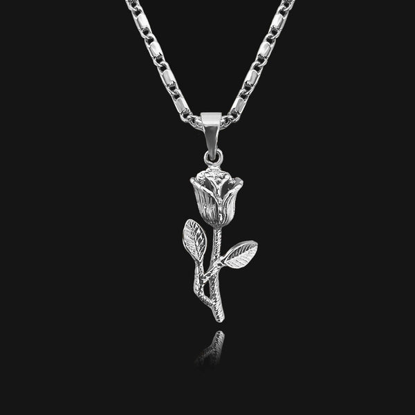 NIKITA rose flower pendant necklace with a unique, 3D detailed 24k gold and rose gold plated design. A water-resistant pendant and adjustable flat link chain made with a hypoallergenic stainless steel base. Christmas everyday jewellery gift for her.