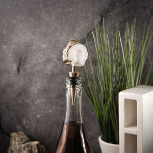 NIKITA Agate crystal bottle stopper to save wine, prosecco or champagne. A geode stopper with a gold or silver plated edge and quality plated stopper. Ideal christmas or engagement gift for couples.