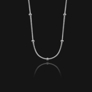 NIKITA interval beaded snake chain necklace. A waterproof, silver quality chain, with a hypoallergenic stainless steel base. Every day jewellery gift for her.