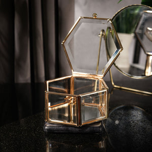 NIKITA personalised initial glass jewellery trinket box with a gold or silver edge and mirrored base. Jewellery storage accessory for your dressing table. Christmas or birthday gift for her.