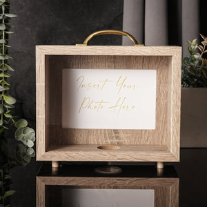 NIKITA custom photo fund money box. An adult piggy bank to save your pennies. Personalised wood frame with your own photo or quote. Christmas or birthday gift for her or gift for couples.