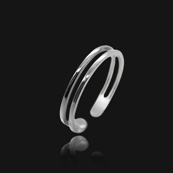 NIKITA double band adjustable ring to wear on your thumb or finger. Silver waterproof and hypoallergenic stainless steel base. Christmas everyday jewellery gift for her.