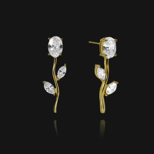 NIKITA Valentina rhinestone encrusted stud earrings with an 18k plated gold, rose gold or silver finish. Drop earrings made with a hypoallergenic stainless steel base. Christmas everyday jewellery gift for her.
