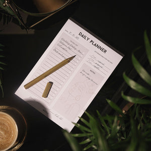 NIKITA daily planner desk pad, black and white tear off notebook with daily affirmations and to-do list. Ideal stationery gift for her.