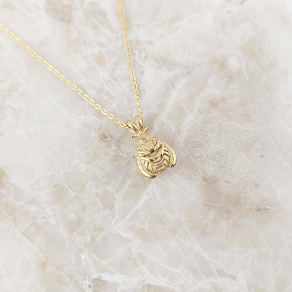 NIKITA ladybird pendant necklace with a unique 3D delicate lady bird design. A water-resistant 18k gold plated pendant with adjustable chain made with a hypoallergenic stainless steel base. Christmas or Mother's Day every day jewellery gift for her.