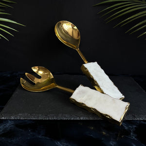Introducing our solid marble salad servers designed to toss and serve your fruit or vegetable salads to your guests.