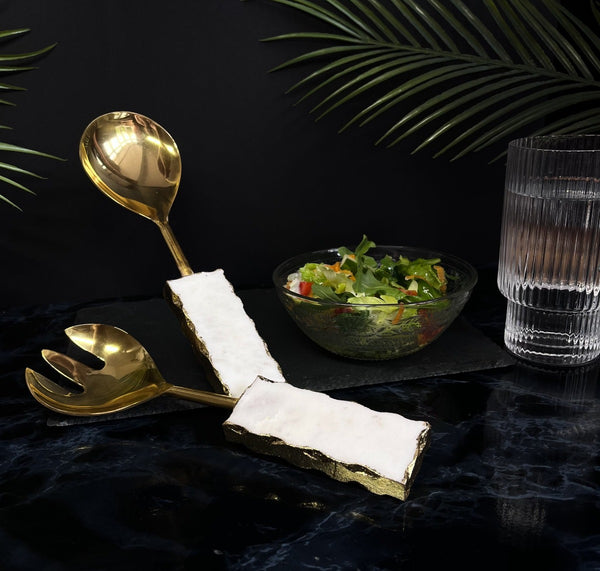 Introducing our solid marble salad servers designed to toss and serve your fruit or vegetable salads to your guests.