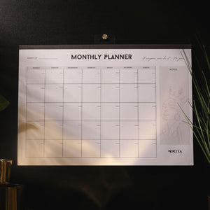 NIKITA monthly planner desk or tear-off wall pad, undated weekly planner with notes section.