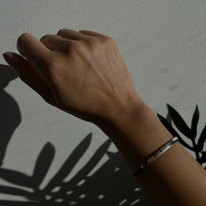 NIKITA 'I Am Enough' cuff, engraved adjustable silver bangle with a waterproof, hypoallergenic stainless steel base. Christmas everyday jewellery gift for her.