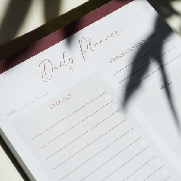 Complete your affirmations and to-do list on our exclusively designed daily planner. An easy way to make notes that you can tear off and start fresh each day. The perfect gift to help a loved one stay organised.