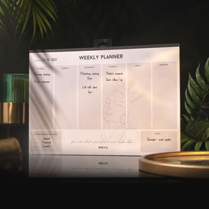 NIKITA weekly planner desk or tear-off wall pad, undated calendar to complete daily tasking, affirmations and notes.